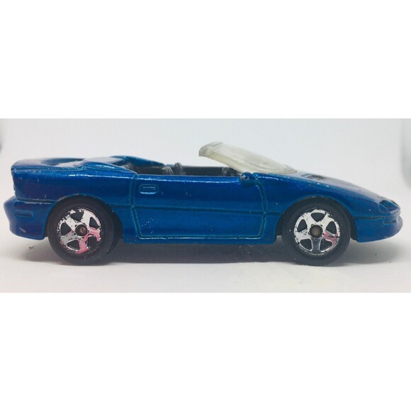 Hot Wheels Blue Black Racing Stripes 1995 Camaro Convertible Loose D44 VTG Wear - Picture 5 of 14